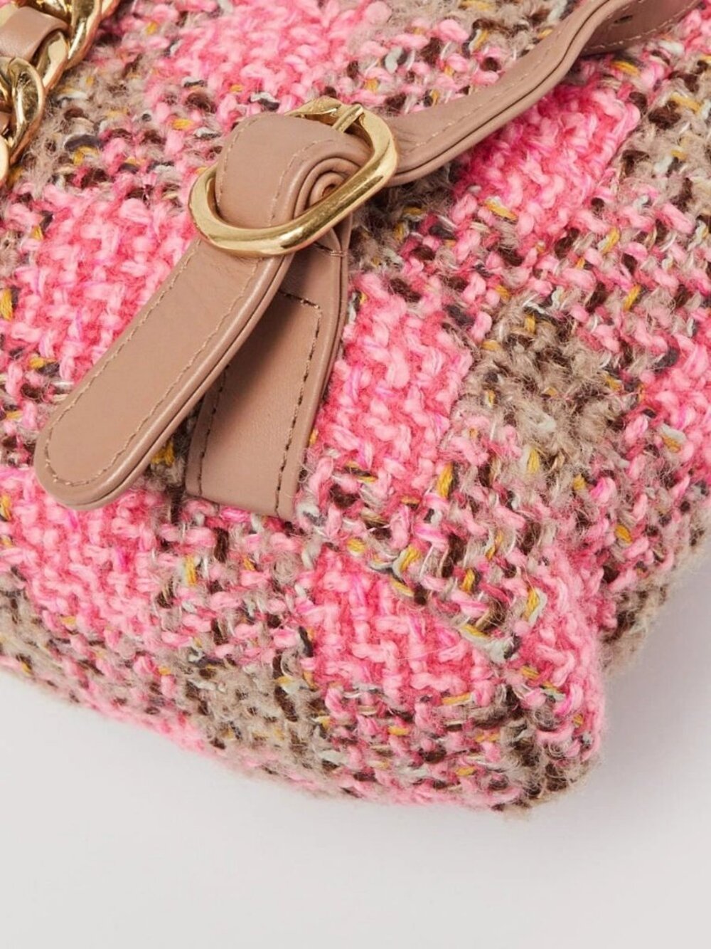 Chanel Pink/Brown Tweed Elegant Chain Backpack Bag - Picture 9 of 12